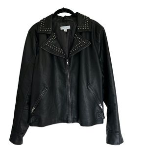 Boutique Plus Black Collard Zipper Blazer Jacket Womens Size 1X